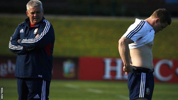 British and Irish Lions coach Warren Gatland (left) with Brian O'Driscoll