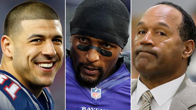 Aaron Hernandez, Ray Lewis, and OJ Simpson