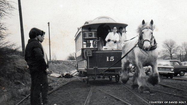 The first passenger carrying tram at Crich Tramway Village