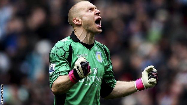 Aston Villa goalkeeper Brad Guzan