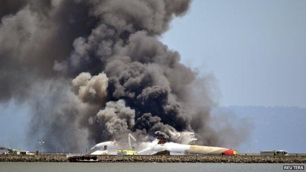 Asiana Airlines plane on fire (7 July 2013)