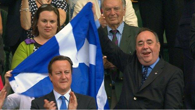 Alex Salmond waves Saltire