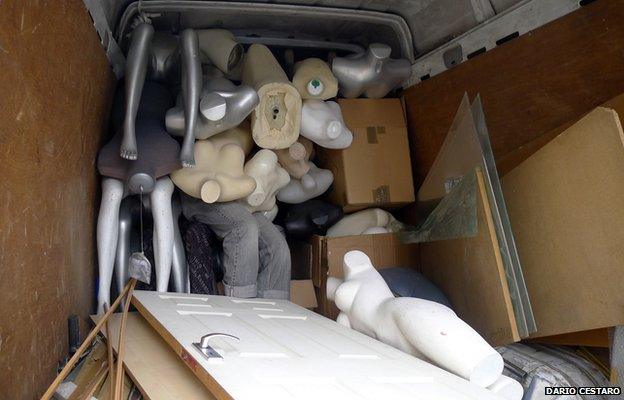 Mannequins in a van