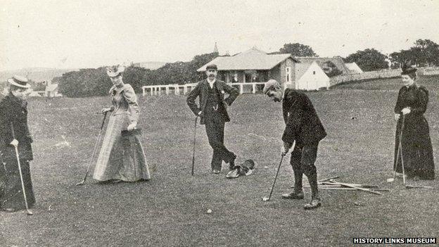 Golfers at Royal Dornoch Golf Club