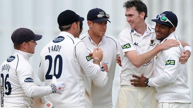 Sussex celebrate a wicket