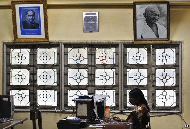 Woman in telegraph office