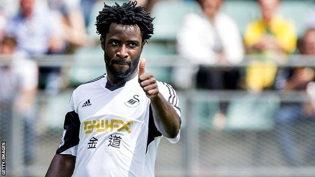 Wilfried Bony makes his Swansea City debut