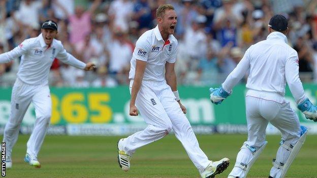 Stuart Broad celebrates