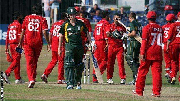 Denmark celebrating beating Guernsey