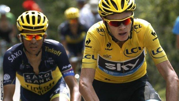 (l-r) Alberto Contador and Chris Froome