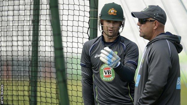 Australia coach Darren Lehmann (right) and captain Michael Clarke