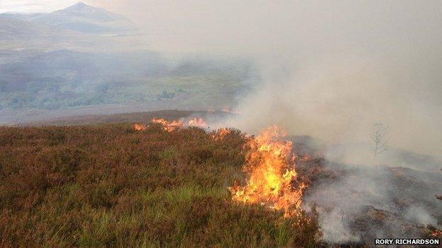 Grass fire between Laggan and Dalwhinnie