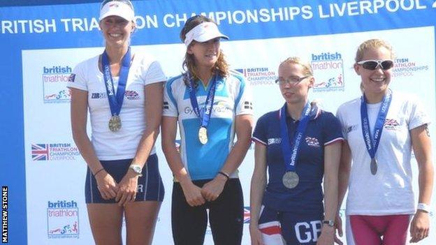 Melissa Reid on the podium in Liverpool