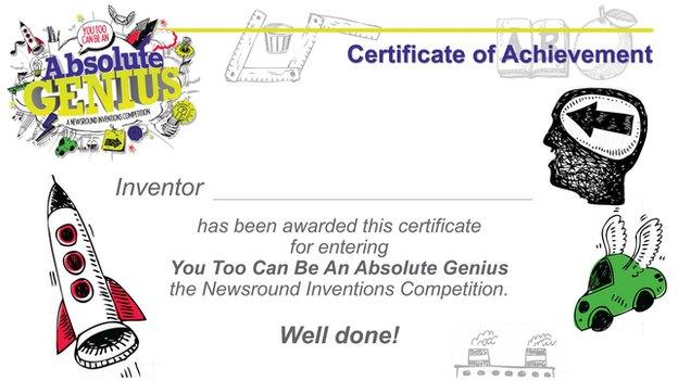 Absolute Genius competition certificate of achievement