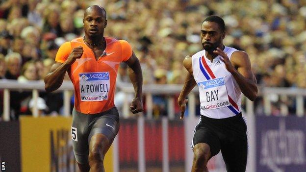 Asafa Powell (right) & Tyson Gay