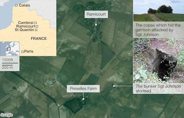 Map showing battlefield where Johnson