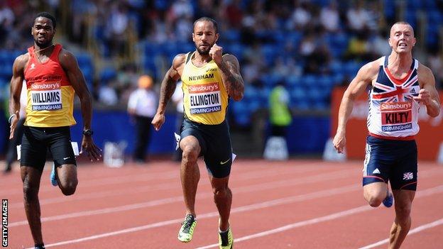 Richard Kilty, Delano Williams and James Ellington