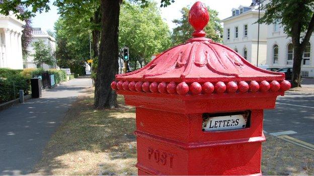 Penfold pillar box at corner of Bayshill Road and Parabola Road in Cheltenham