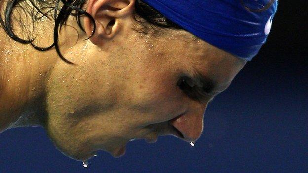 Rafa Nadal sweating