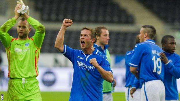 St Johnstone celebrate at the final whistle