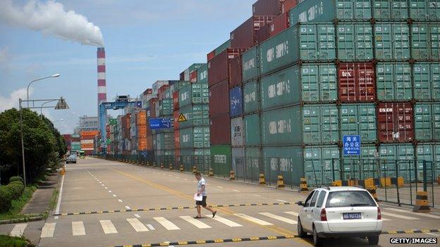 Containers stacked up in Ningbo port