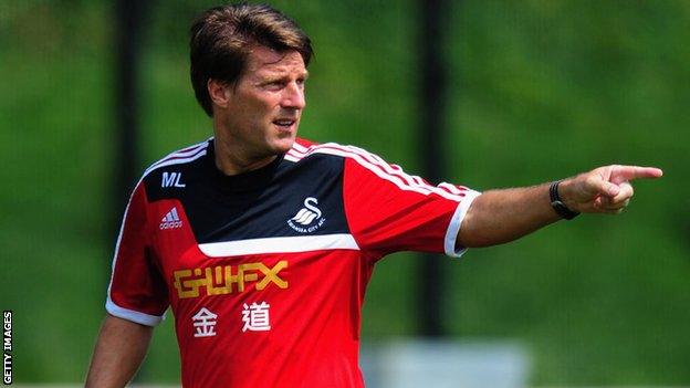 Michael Laudrup at a Swansea training session