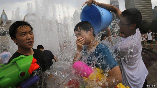 Water fight in Shanghai