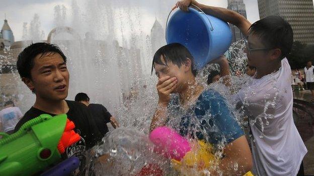 Water fight in Shanghai