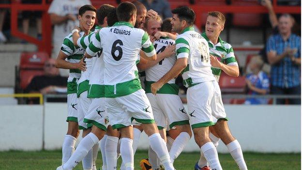 TNS celebrate Ryan Fraughan's opener at the Racecourse