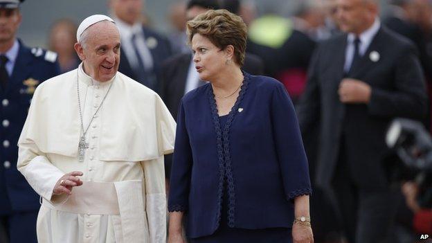 The Pope with Brazil's President Dilma Rousseff (22 July 2013)