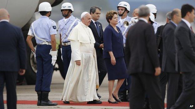 Pope Francis with President Dilma Rousseff