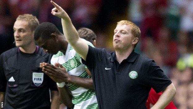 Amido Balde is sent on for his Celtic debut by Neil Lennon