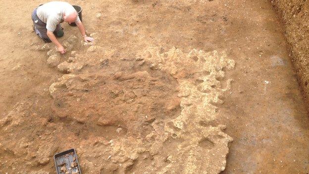 The clay object thought to be a Saxon bread oven