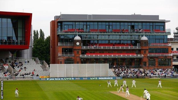 The refurbished pavilion at Old Trafford