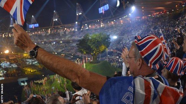 Spectators at the opening ceremony for the 2012 London Olympics