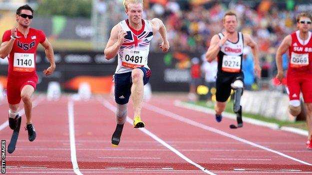 Britain's Jonnie Peacock wins the T44 100m in Lyon