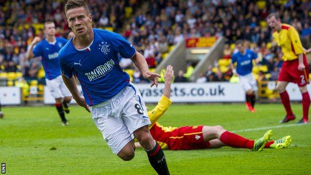 Ian Black celebrates scoring against Albion Rovers