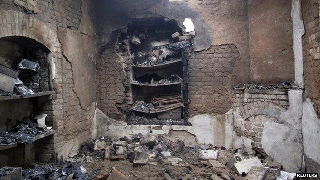 Burnt rooms inside a prison are seen following a Taliban attack in Dera Ismail Khan July 30, 2013.