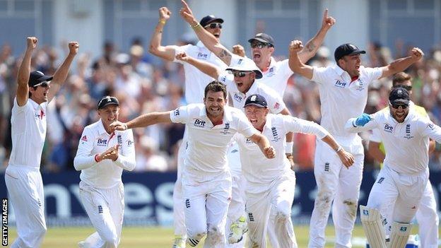 James Anderson celebrates