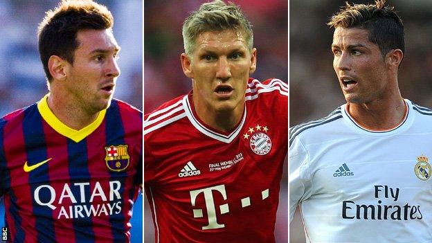 Lionel Messi, Bastian Schweinsteiger, Cristiano Ronaldo