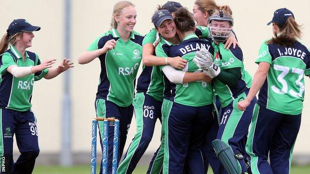 Ireland celebrate after beating the Netherlands on Thursday