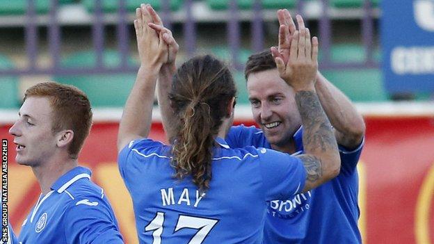 Stevie MacLean celebrates with Stevie May