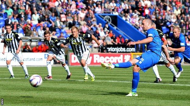 James Vincent scores a penalty for Inverness against St Mirren