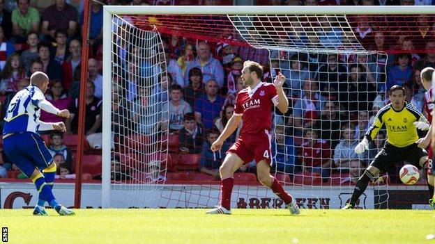 Kris Boyd scores for Kilmarnock against Aberdeen