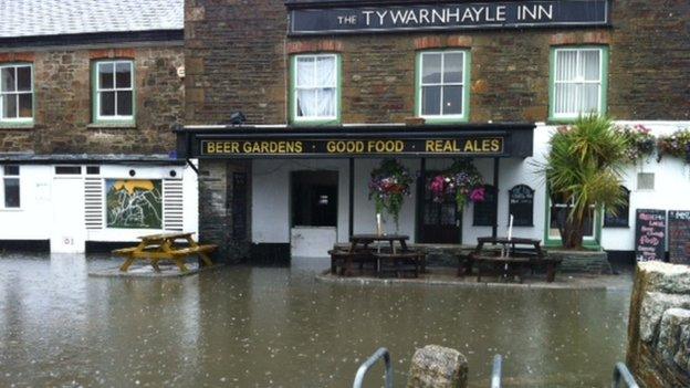 Tywarnahle Inn flooding, August 2013