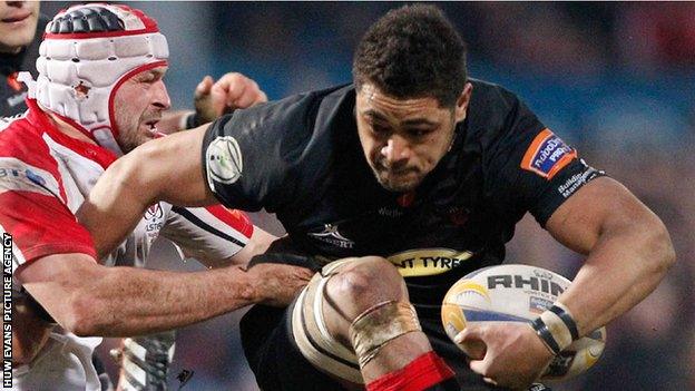 Toby Faletau in action for the Dragons against Ulster during a Pro 12 match