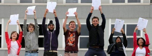 Students celebrate their exam results