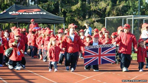 British team at opening ceremony of World Dwarf Games