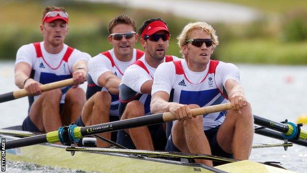 Olympic men's four champions Pete Reed, Andy Triggs Hodge, Tom James and Alex Gregory