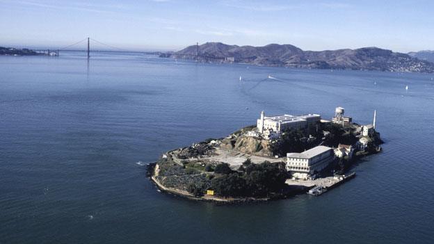 Alcatraz with Golden Gate bridge in the background